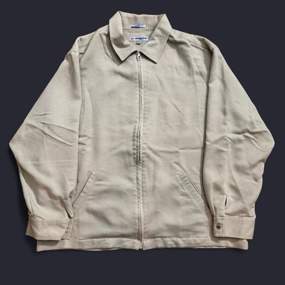 Vintage Anchor Blue Khaki Full Zip Jacket Men's Size 2XL Y2K 2000s Skate Street